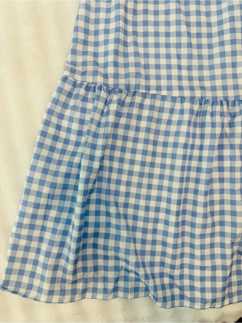 Blue Gingham Ruffle Strap Dress - Picture 3 of 6
